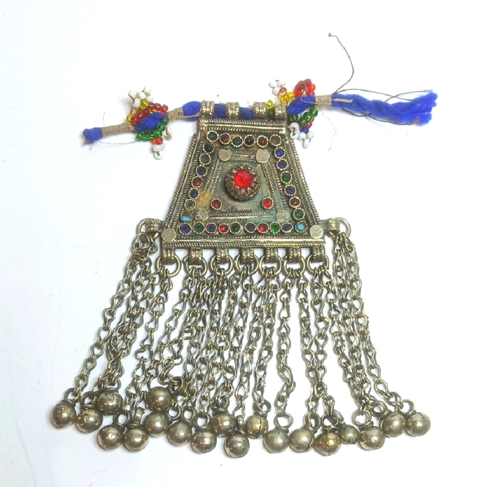 🌺 Antique Kuchi Tribal Bellydance Amulet Beads Chains Bells Original beadwork